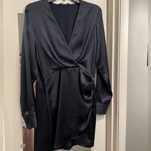 Zara Satin effect Shirt Dress. Bottle Green